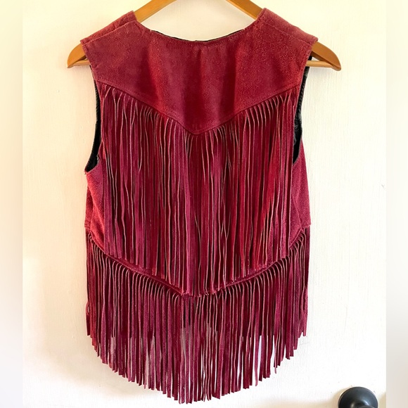 Vintage Suede Leather Fringe Vest Western Rodeo Festival Hippie size Small / Med - Picture 4 of 6